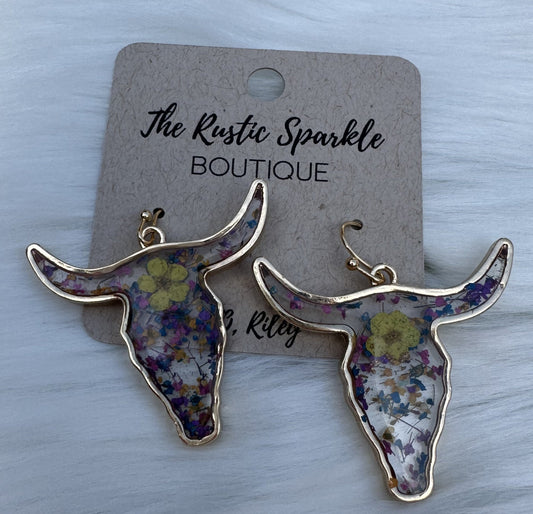 MULTI-COLOR STEERHEAD EARRINGS