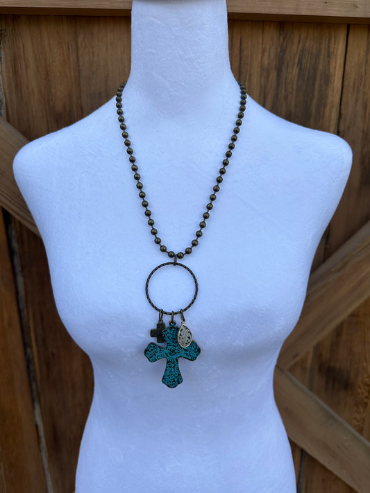 TURQUOISE CROSS NECKLACE