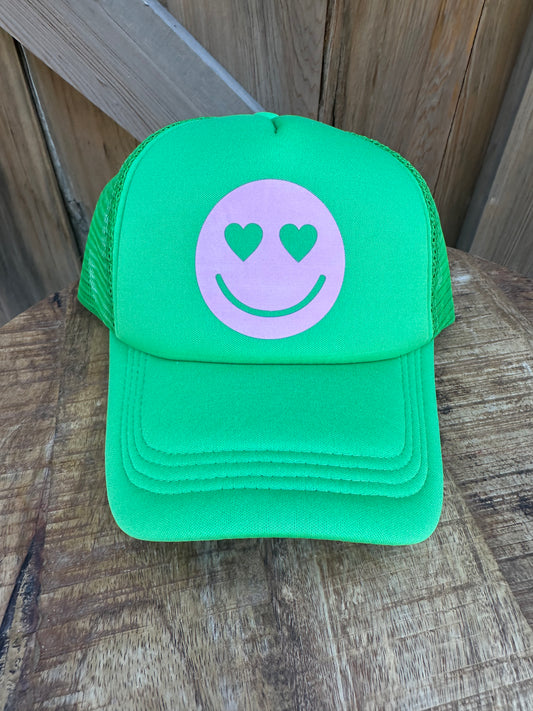 GREEN AND PINK TRUCKER HAT