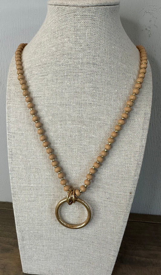 BROWN BEADED TORI NECKLACE